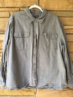Eddie Bauer Heather Gray Button-Front Shirt Jacket